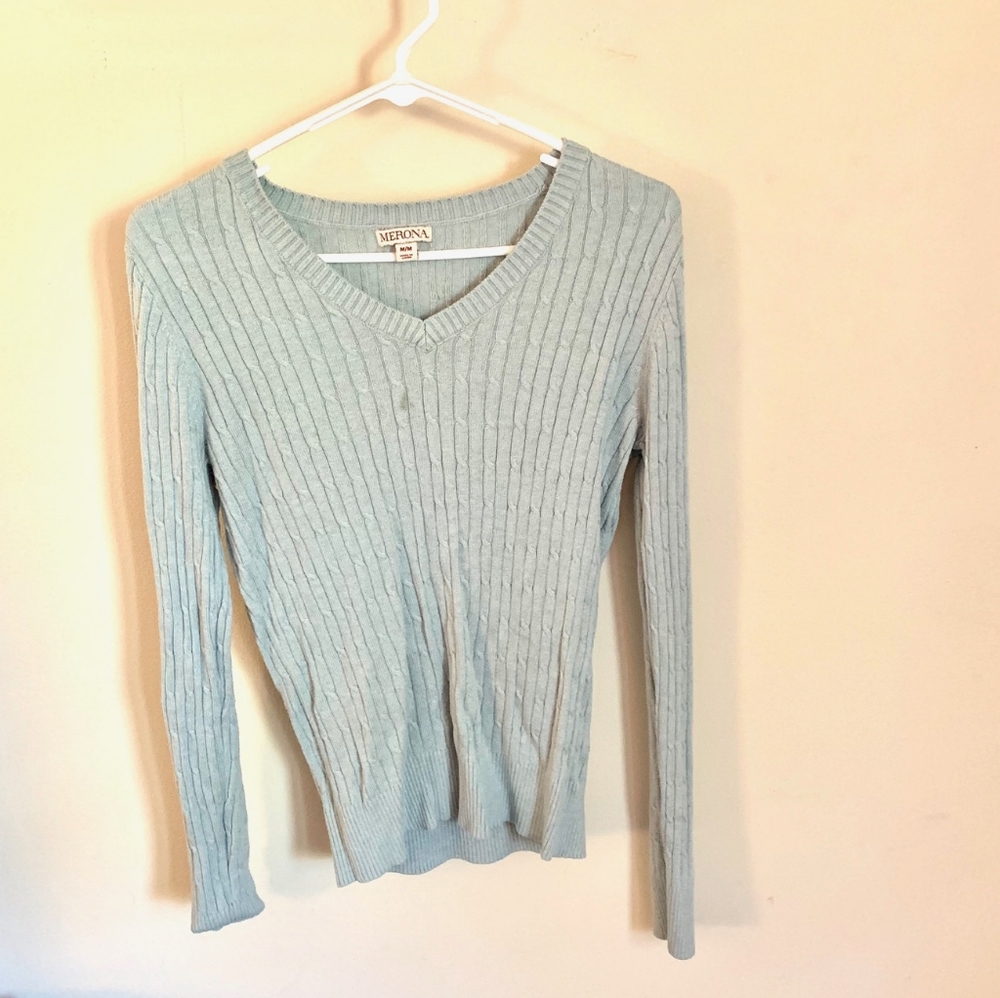 💙 Merona Medium Blue Cable Knit Sweater